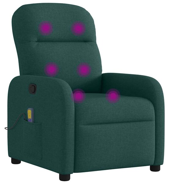 Sötétzöld szövet dönthető masszázsfotel