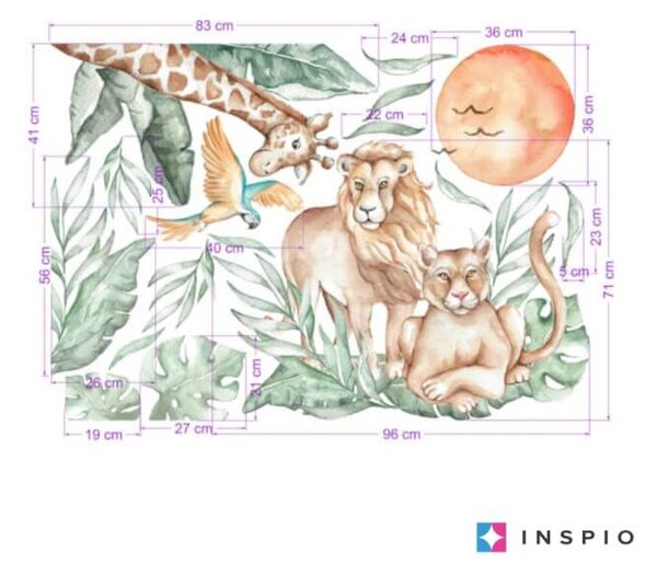 INSPIO - átragasztható textil matrica - Falmatrica - SZAFARI állatok a vadonból