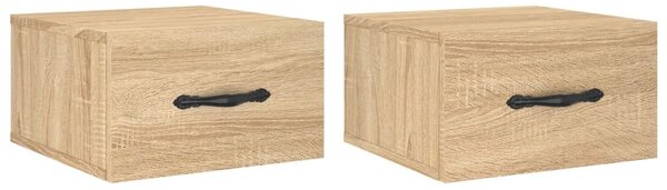 2 db sonoma tölgy falra szerelhető éjjeliszekrény 35x35x20 cm