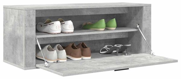 Betonszürke szerelt fa fali cipőszekrény 100x35x38 cm