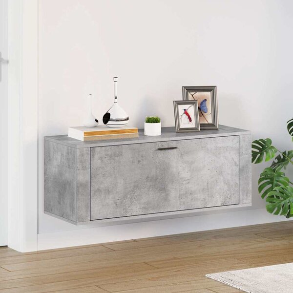 Betonszürke szerelt fa fali cipőszekrény 100x35x38 cm