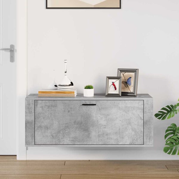 Betonszürke szerelt fa fali cipőszekrény 100x35x38 cm