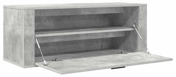 Betonszürke szerelt fa fali cipőszekrény 100x35x38 cm