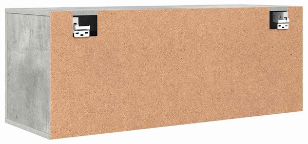 Betonszürke szerelt fa fali cipőszekrény 100x35x38 cm