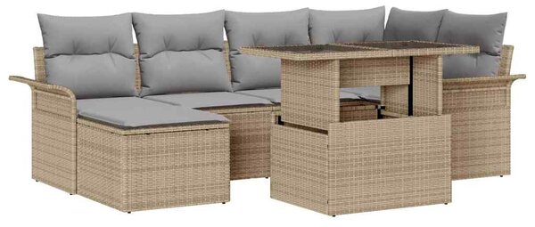 Kerti Kanapé Szett párnával tárolóval 7 pcs Bézs Poli rattan