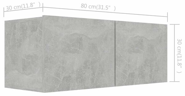 8 részes betonszürke szerelt fa TV-szekrényszett