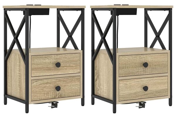 Éjjeliszekrény 2 pcs Sonoma tölgy 40 x 31 x 60 cm Faanyag