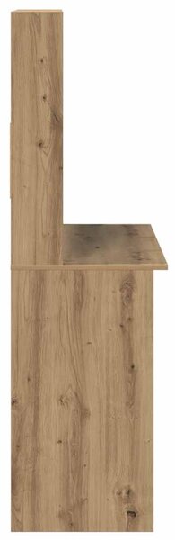 Kézműves tölgy szerelt fa íróasztal polcokkal 102 x 45 x 148 cm