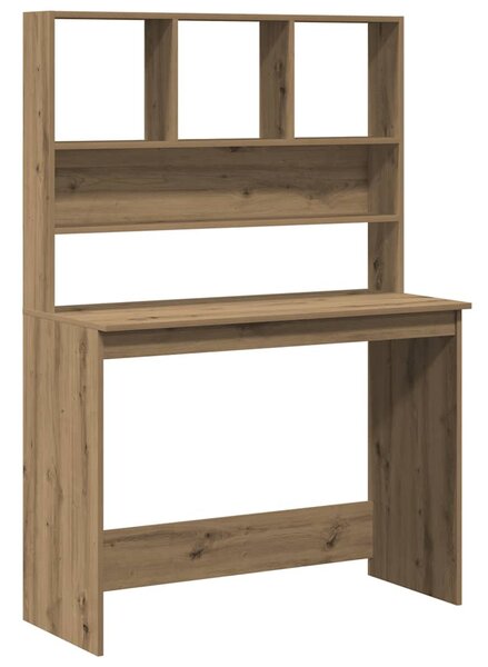 Kézműves tölgy szerelt fa íróasztal polcokkal 102 x 45 x 148 cm