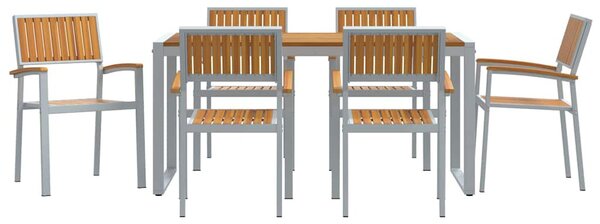 Kert étkező szett 7 pcs Szürke Tömör Akácfa