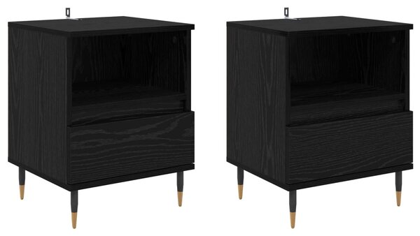 Éjjeliszekrény 2 pcs Fekete tölgy 40 x 35 x 50 cm Faanyag