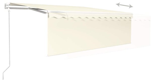 Krémszínű szélérzékelős, LED-es napellenző redőnnyel 4x3 m