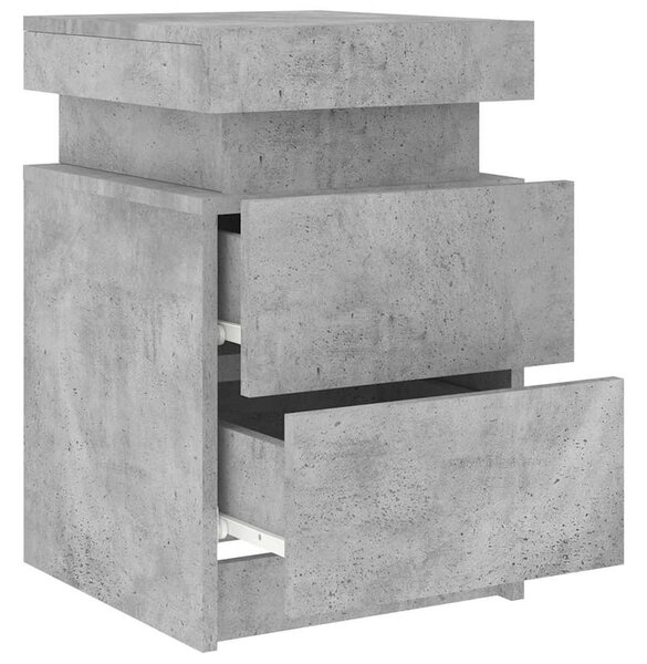Betonszürke éjjeliszekrény LED-világítással 35 x 39 x 55 cm