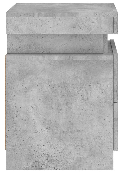 Betonszürke éjjeliszekrény LED-világítással 35 x 39 x 55 cm