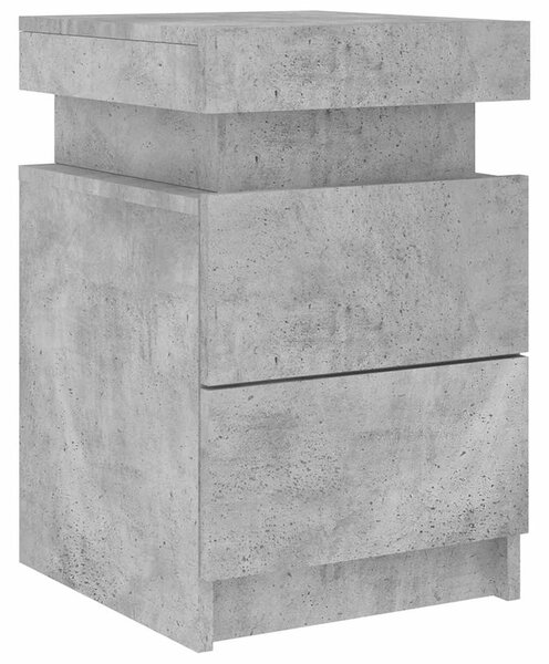 Betonszürke éjjeliszekrény LED-világítással 35 x 39 x 55 cm
