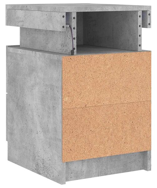 Betonszürke éjjeliszekrény LED-világítással 35 x 39 x 55 cm