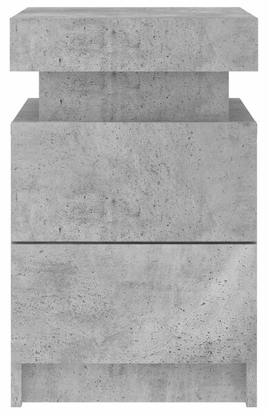 Betonszürke éjjeliszekrény LED-világítással 35 x 39 x 55 cm