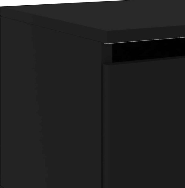Fekete falra szerelhető éjjeliszekrény LED fényekkel