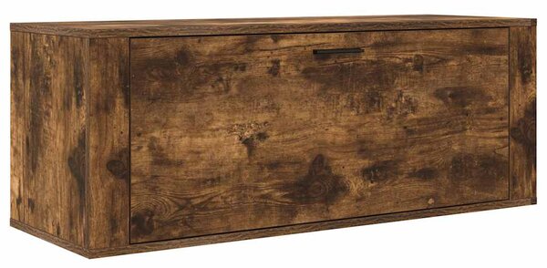 Füstös tölgy színű szerelt fa fali cipősszekrény 100x35x38 cm