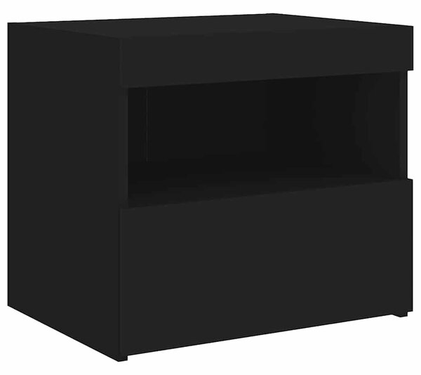 Fekete éjjeliszekrény LED-világítással 50 x 40 x 45 cm