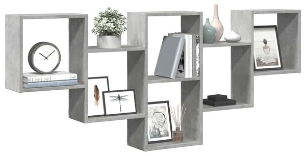 Betonszürke szerelt fa fali polc 159 x 18 x 66 cm