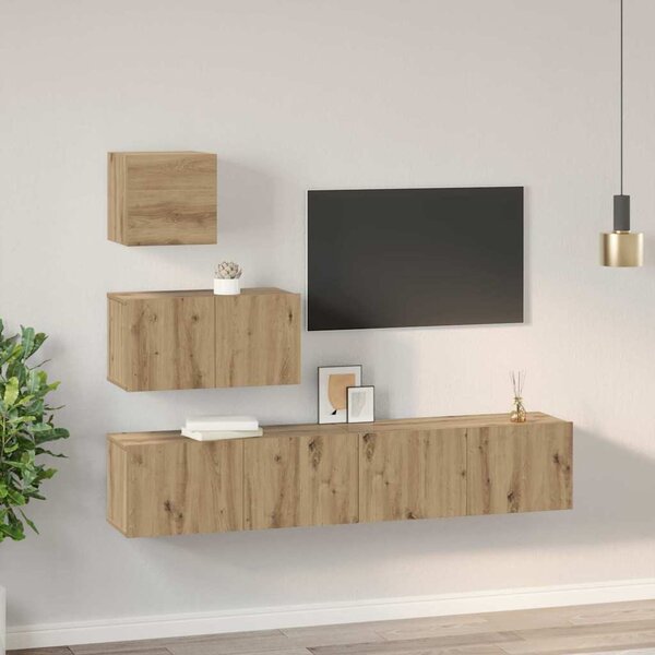 TV szekrény garnitúra 4 pcs Artisan tölgy Faanyag