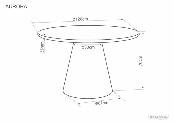 Aurora Étkezőasztal Kerek MDF Mikrocement Világosszürke