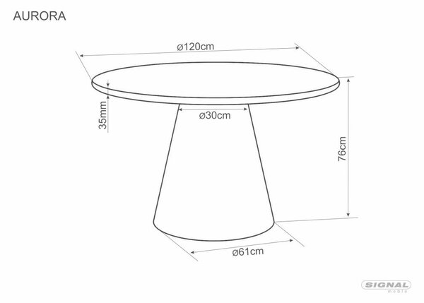 Aurora Étkezőasztal Kerek MDF Mikrocement Écru
