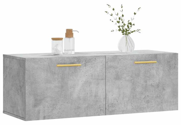 Betonszürke szerelt fa faliszekrény 100 x 36,5 x 35 cm