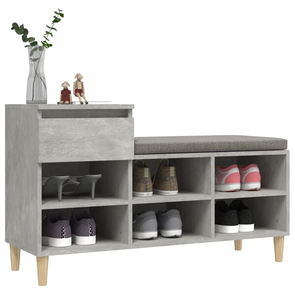 Betonszürke szerelt fa cipőszekrény 102x36x60 cm