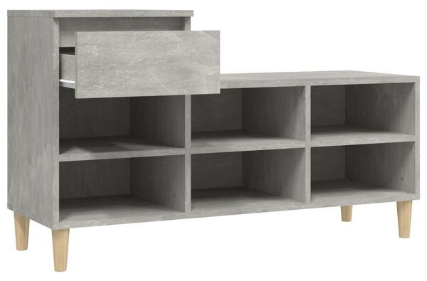 Betonszürke szerelt fa cipőszekrény 102x36x60 cm