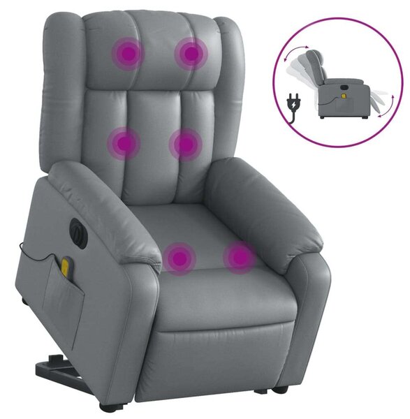 VidaXL elektromos szürke műbőr felállást segítő dönthető masszázsfotel