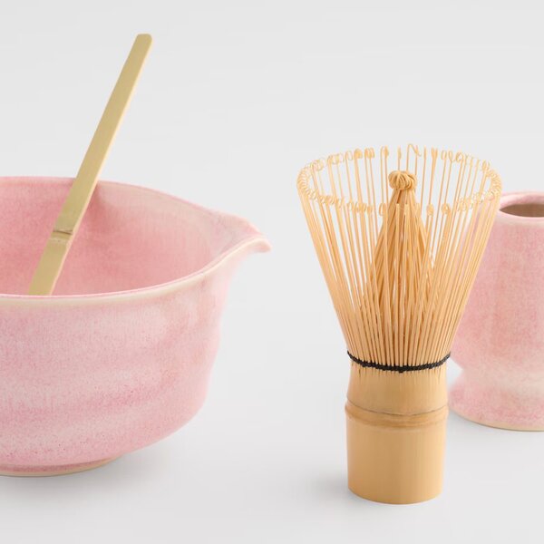 HOME & YOU kerámia matcha készítő szett 4 részes , rózsaszín