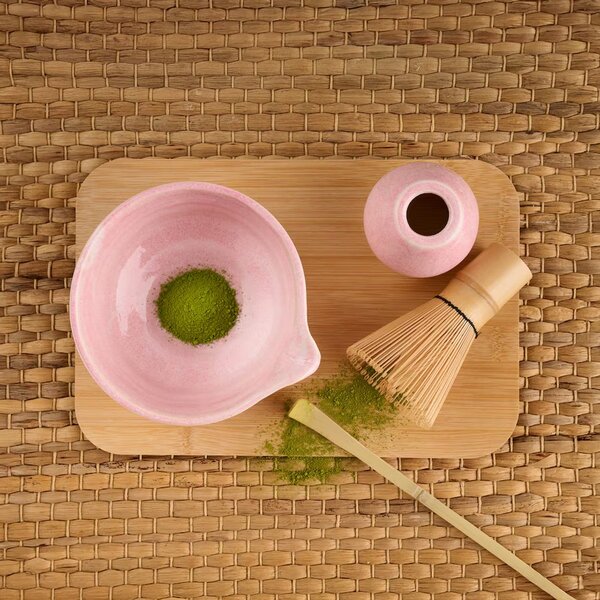 HOME & YOU kerámia matcha készítő szett 4 részes , rózsaszín