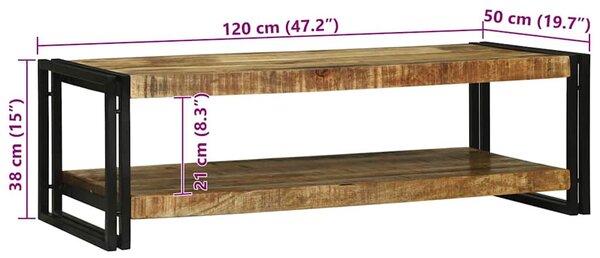 Dohányzóasztal Barna 120 x 50 x 38 cm Tömör Mangófát