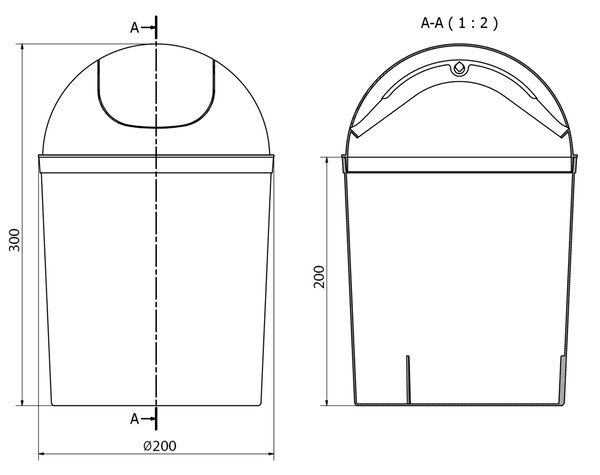 Aqualine Aqualine, Billenő szemetes, 5 l, műanyag, fehér, 20309