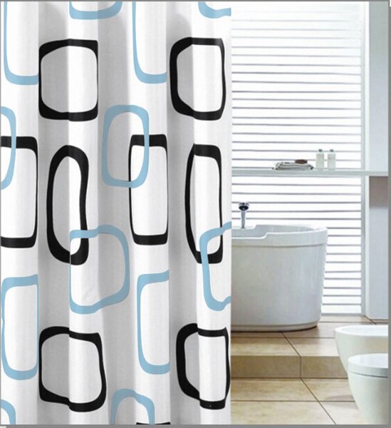 Aqualine Aqualine, Zuhanyfüggöny 180x200cm, poliészter, fehér / fekete / bézs, ZP004