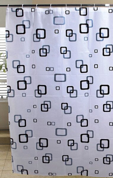 Aqualine Aqualine, Zuhanyfüggöny 180x180cm, vinil, fehér / kék / fekete, ZV010