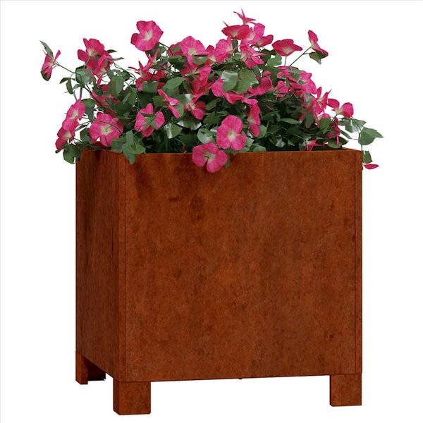 2 db rozsda színű corten acél növénytartó lábbal 30x30x30 cm