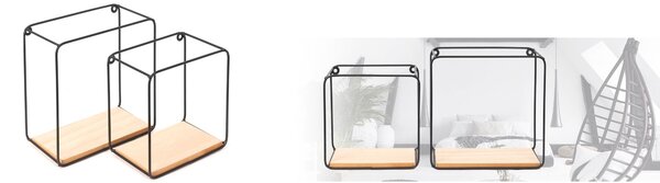 Rea - Tutumi, fali polc 2db, somona tölgy - fekete, HOM-08560