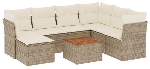 8 részes bézs polyrattan kerti ülőgarnitúra párnával