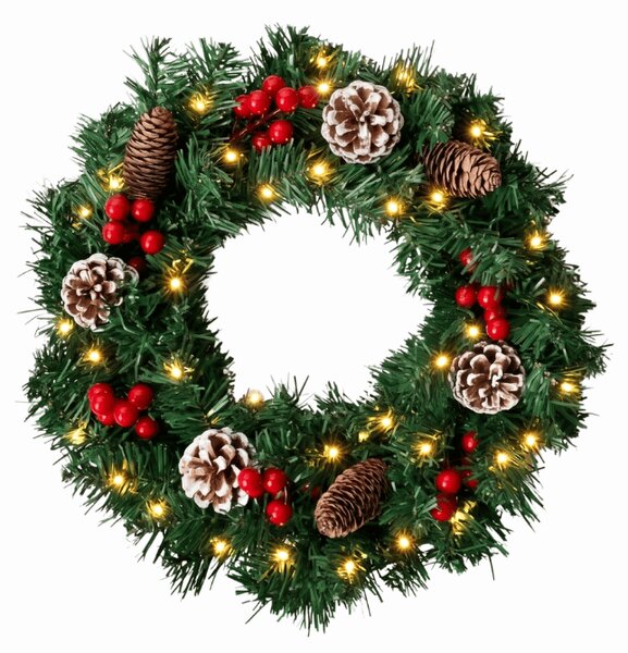Adventi ajtókoszorú COSY GLOW 50 cm LED világítással