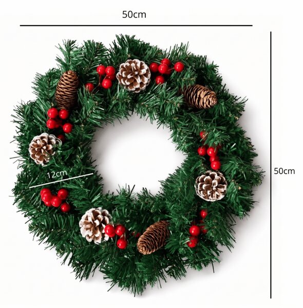 Adventi ajtókoszorú COSY GLOW 50 cm LED világítással