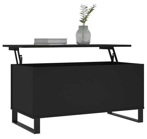 Fekete szerelt fa dohányzóasztal 90x44,5x45 cm