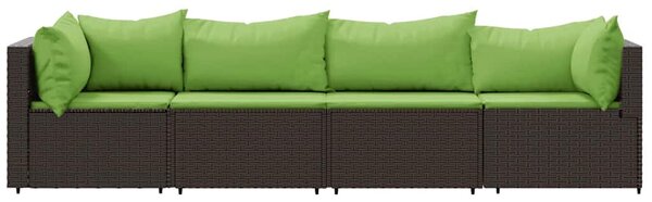 4 részes barna polyrattan kerti ülőgarnitúra párnákkal
