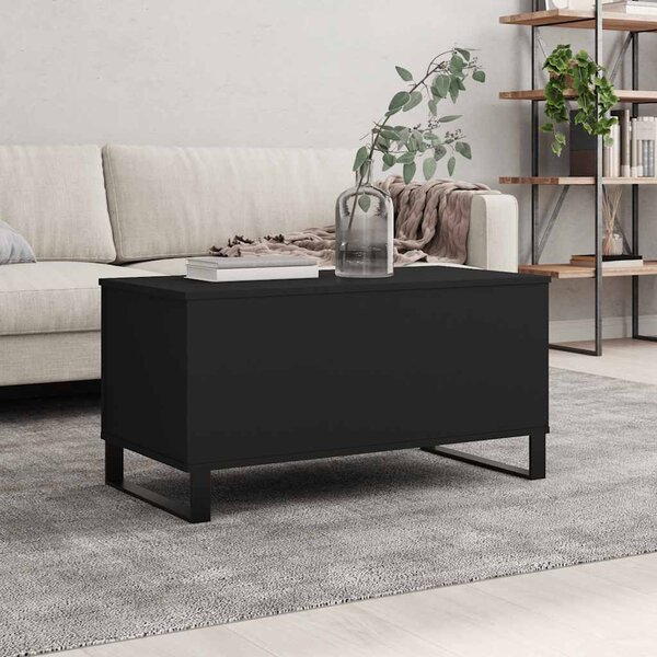 Fekete szerelt fa dohányzóasztal 90x44,5x45 cm