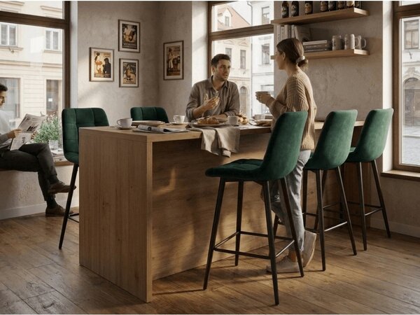 Bárszék CHIC VELVET fekete lábakkal, sötétzöld