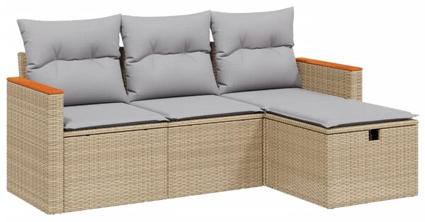 4 részes vegyes bézs polyrattan kerti ülőgarnitúra párnákkal