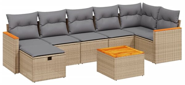 8 részes vegyes bézs polyrattan kerti ülőgarnitúra párnákkal