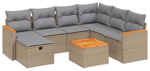 8 részes vegyes bézs polyrattan kerti ülőgarnitúra párnákkal